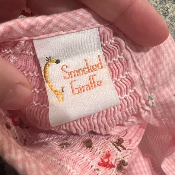 Baby pink  Gingham Dress with Dog Embroidery. A8 - Picture 3 of 4